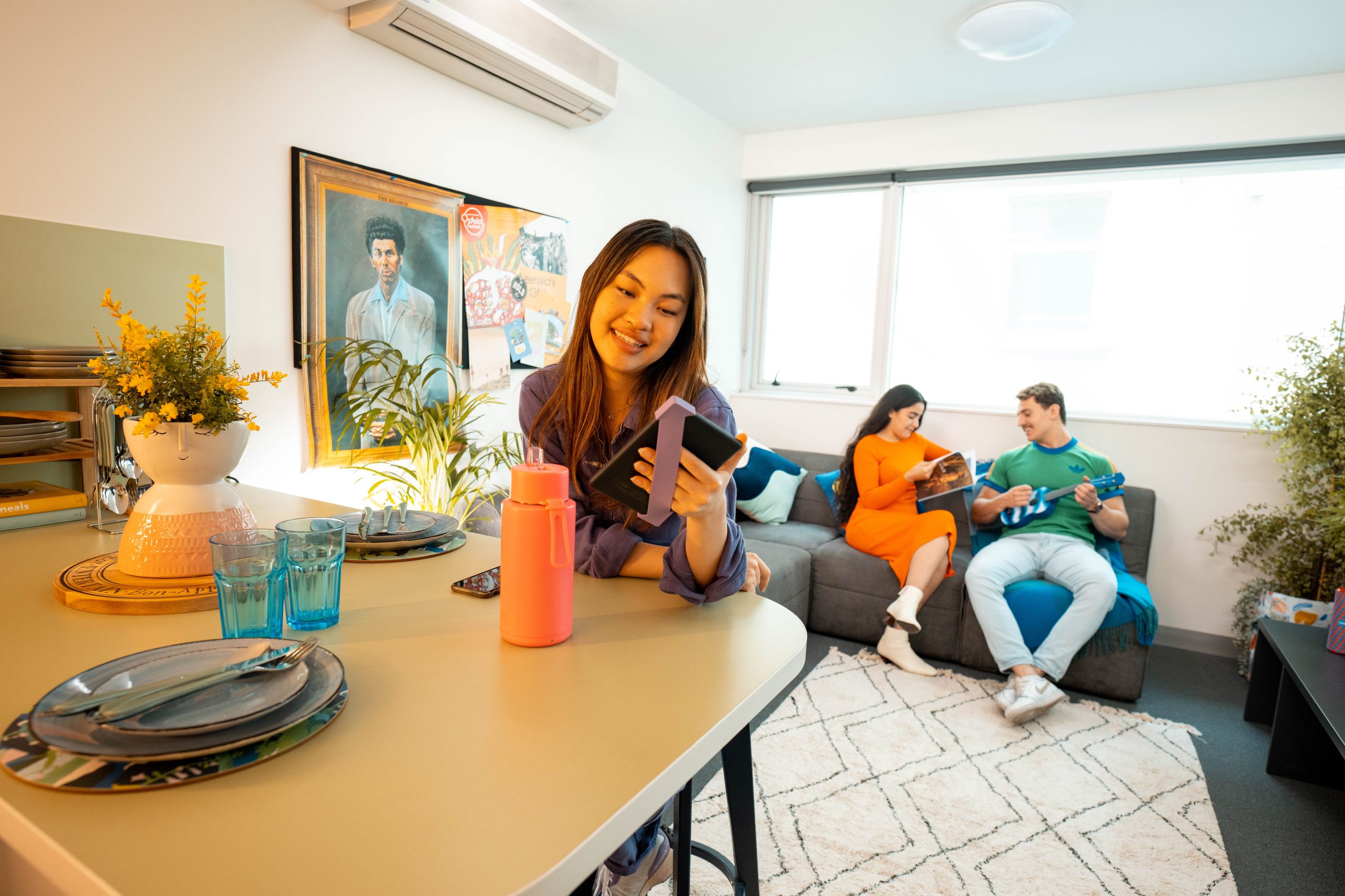 Students in shared lounge at Scape Adelaide Central