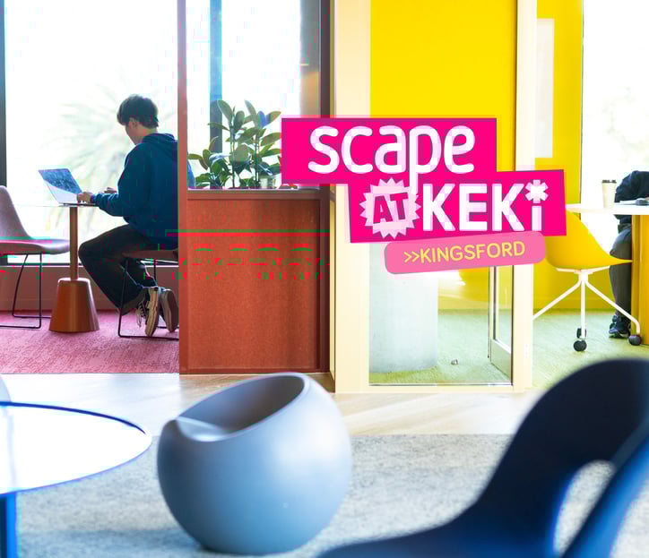 Scape Kingsford common space with students studying