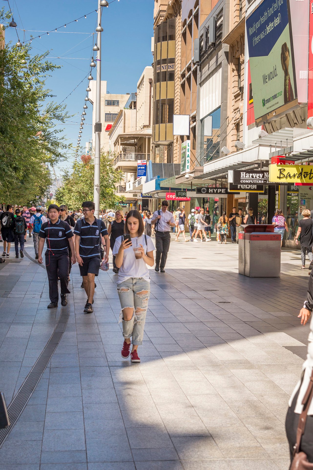 Student walking in Adelaide