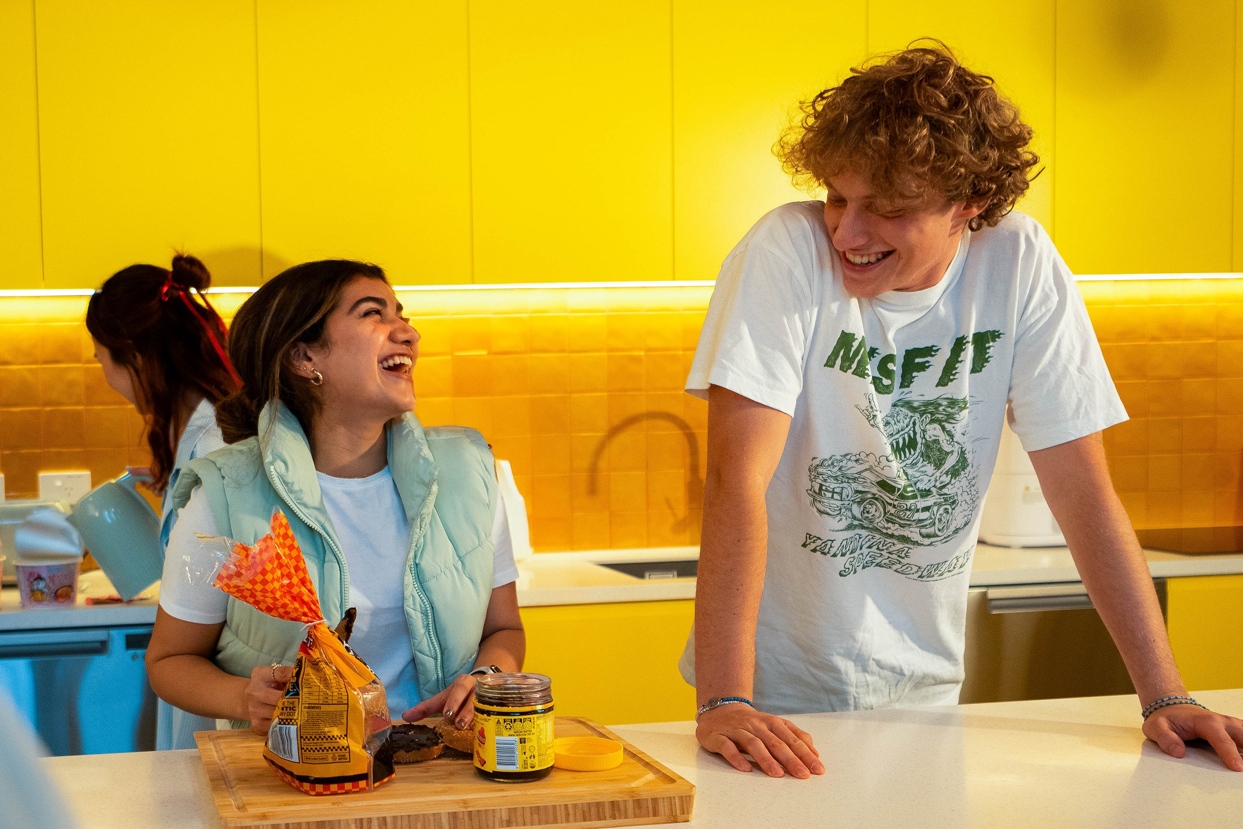 Students in communal kitchen