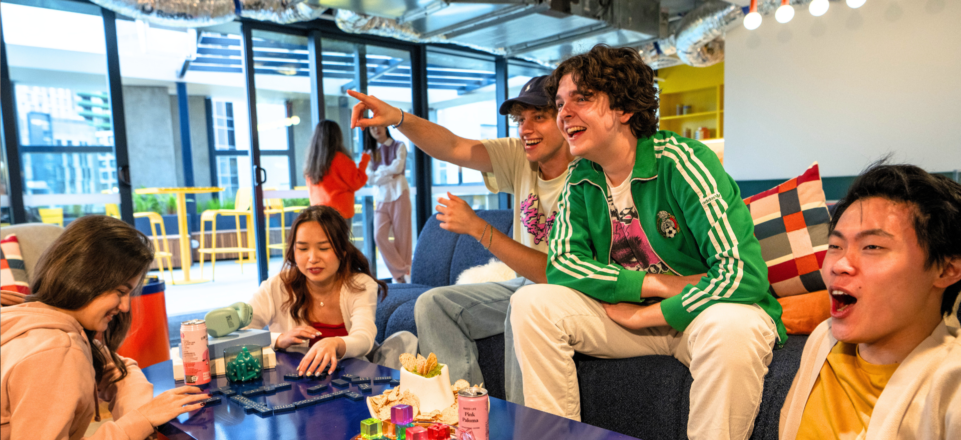 Students hanging out in the lounge at Scape Leicester