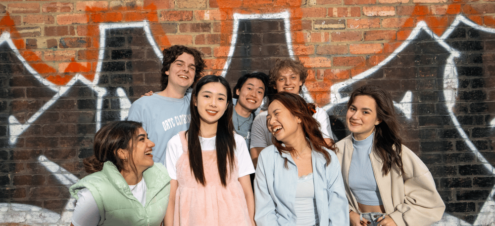 Students standing in a laneway in Melbourne