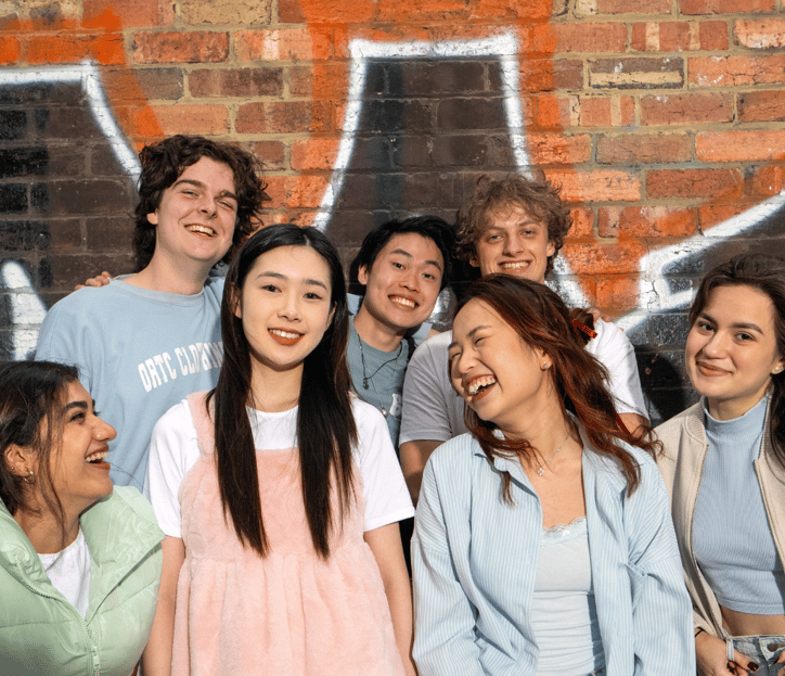 Students standing in a laneway in Melbourne