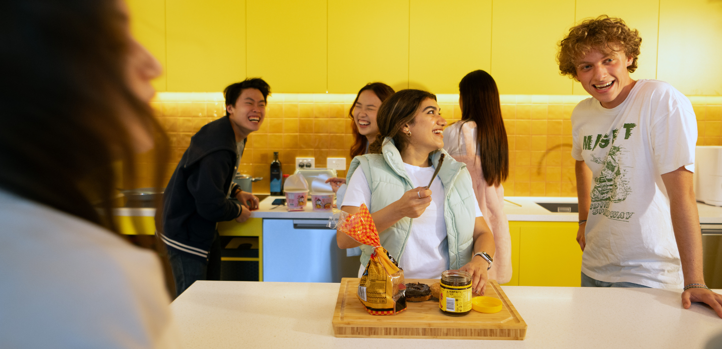 Students in the kitchen at Scape Leicester